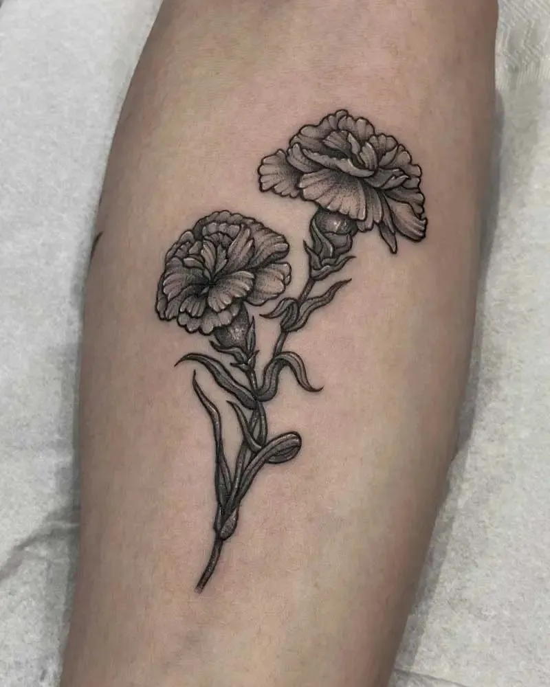 forearm carnation tattoo for men at