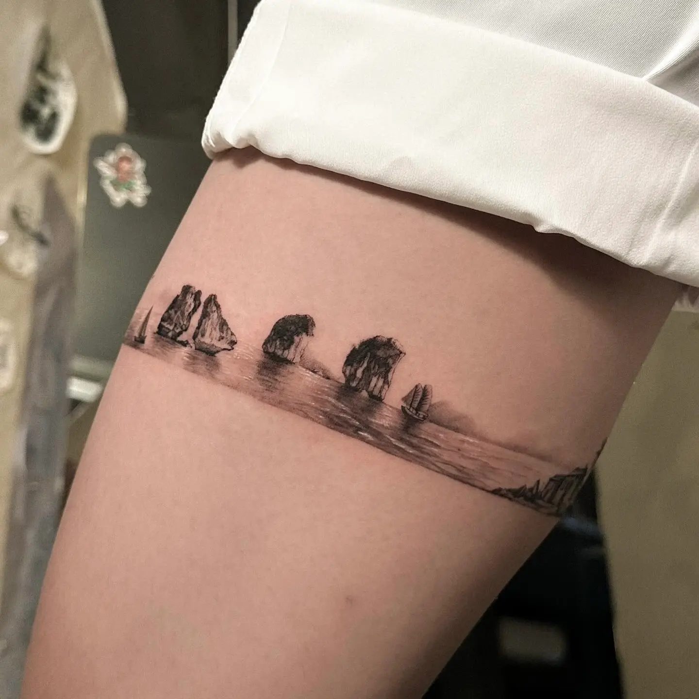 Halong Bay tattoo – iconic seascape of Vietnam inked at H2M Tattoo Studio