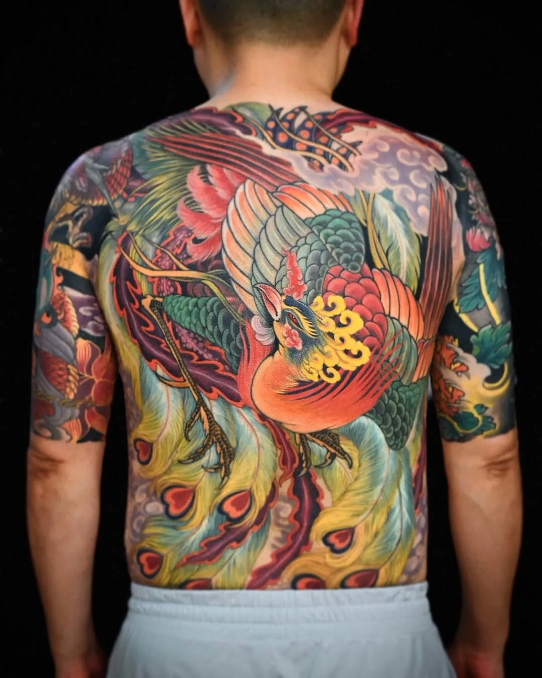 Full back traditional Japanese tattoo phoenix spreading wings