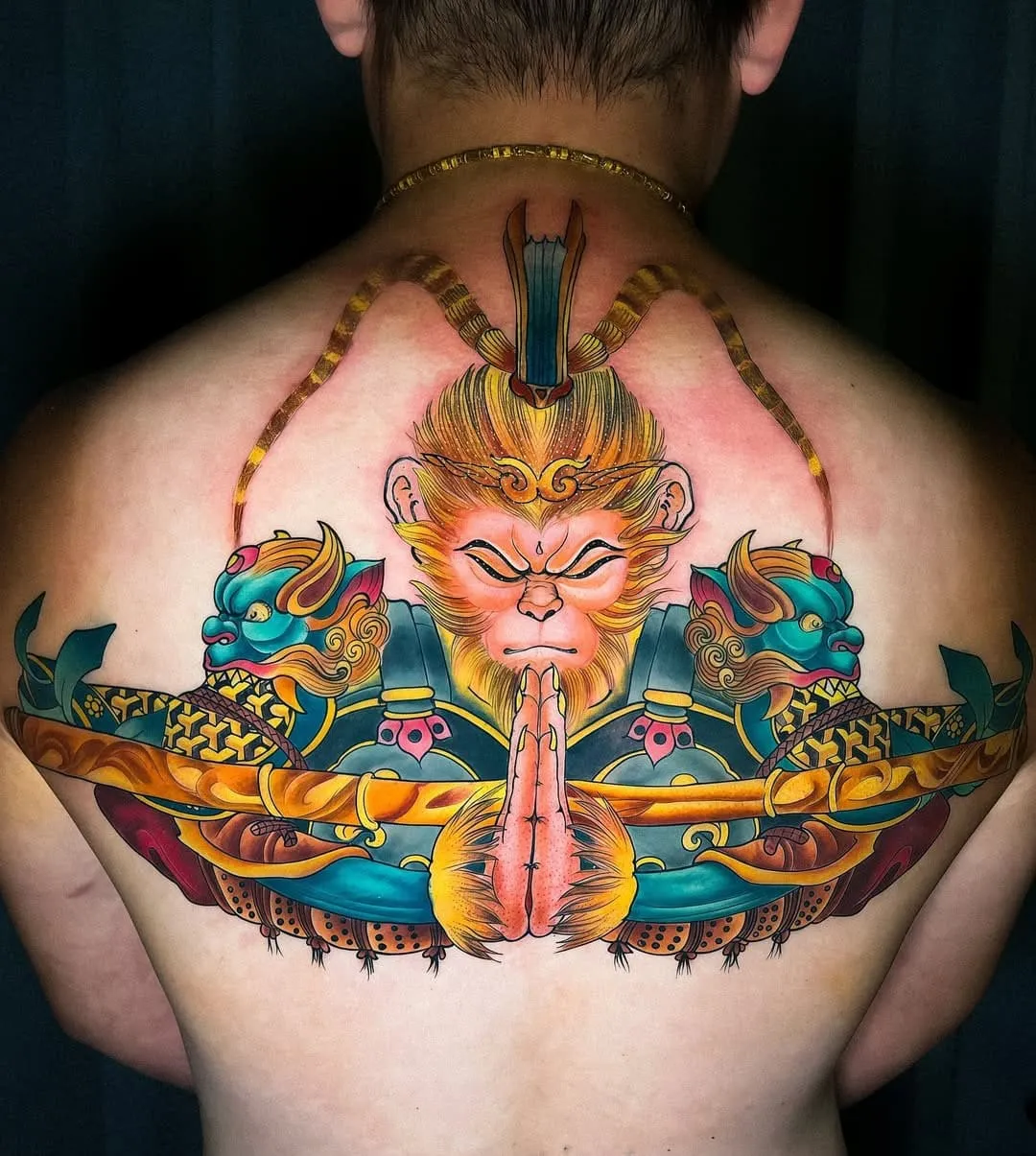 Half back Japanese tattoo with Wukong