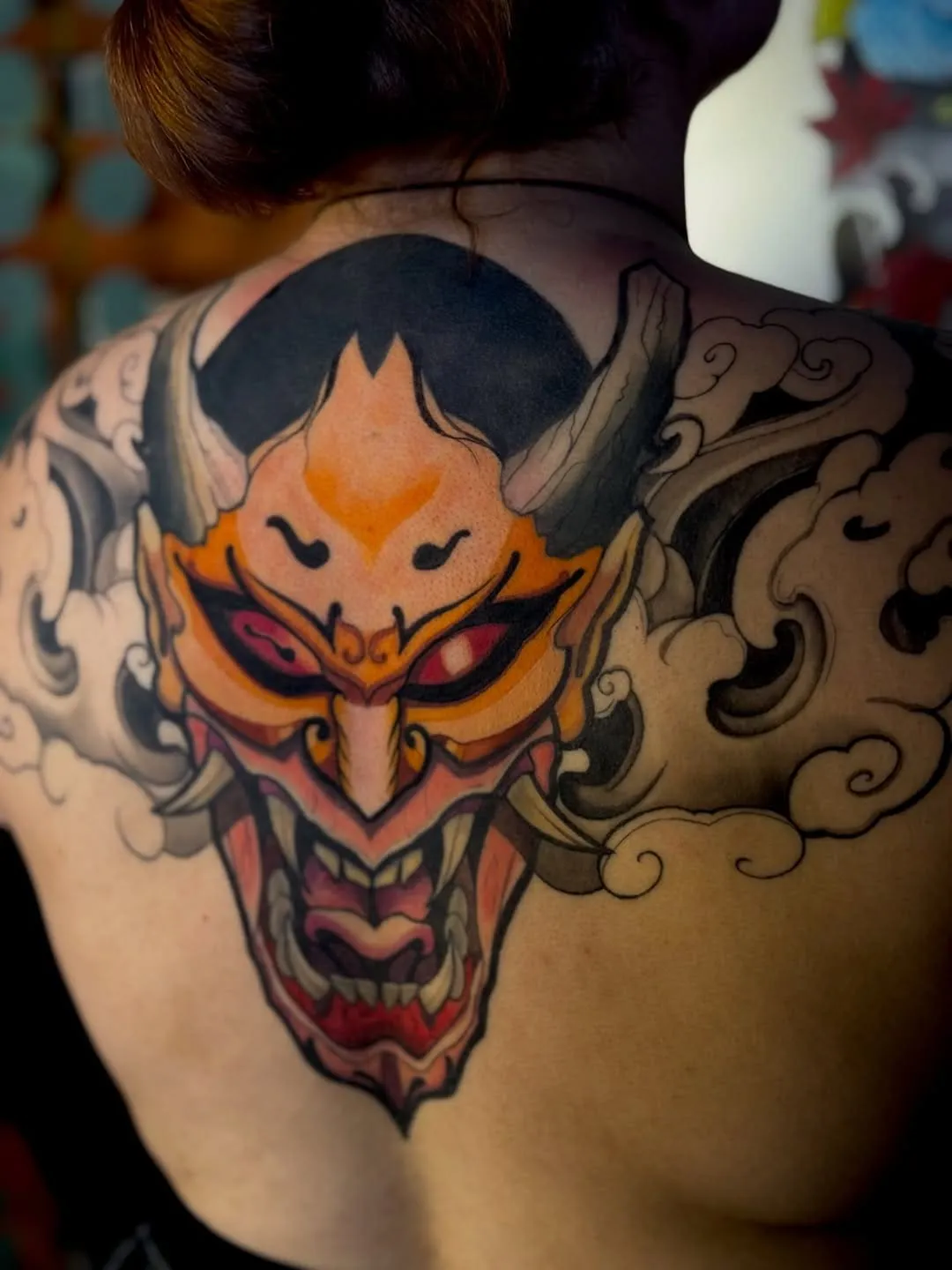 Half back Japanese tattoo with Hannya Mask