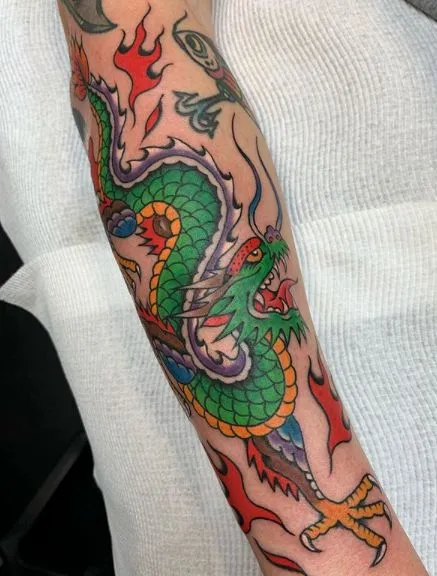 Japanese hand tattoo with Dragon