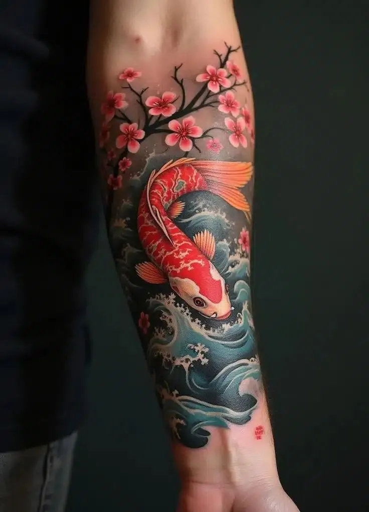 Koi fish tattoo on arm