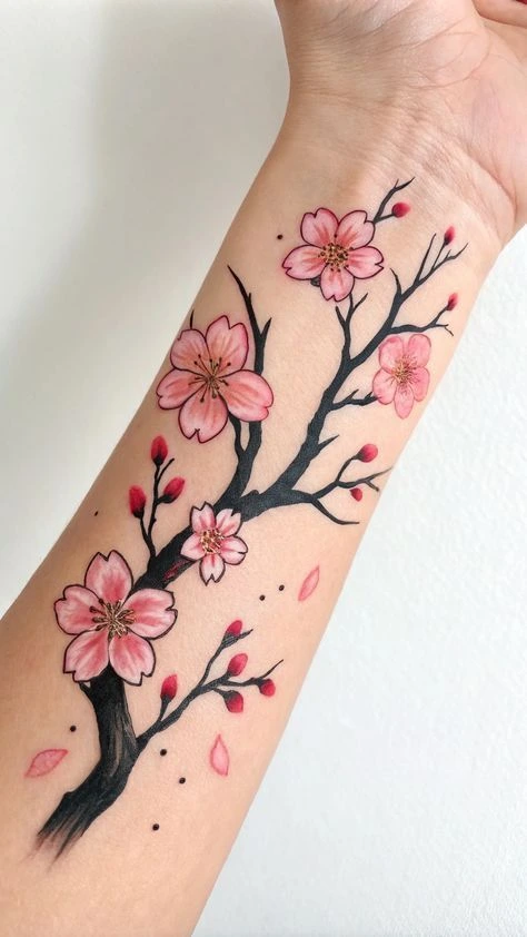 Cherry blossom tattoo on hand