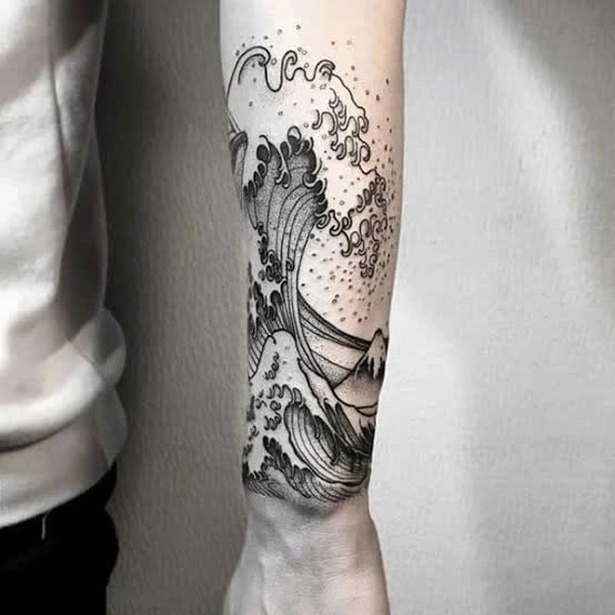 Wave tattoo on arm