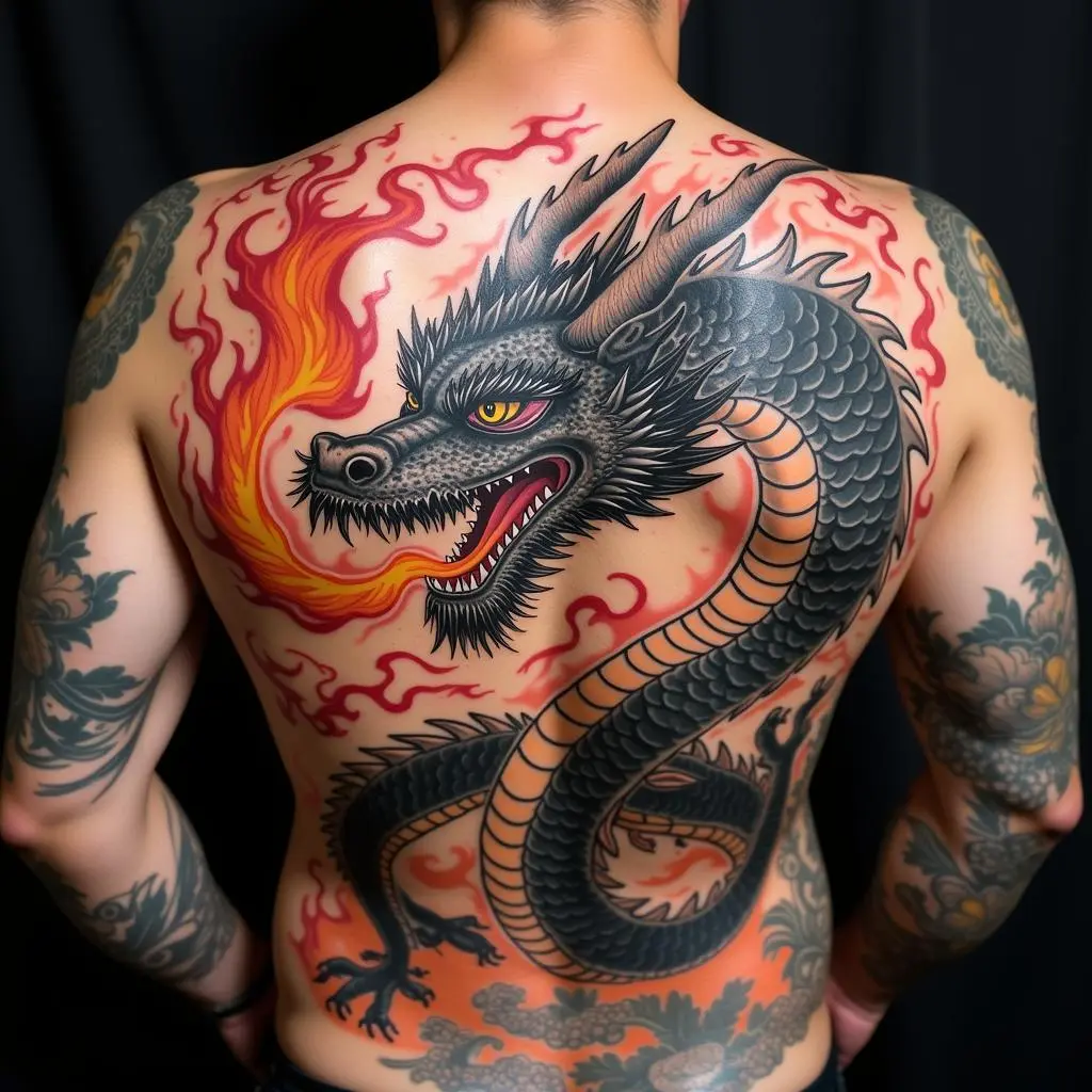 Samurai Tattoo Dragon Symbol (Ryu)