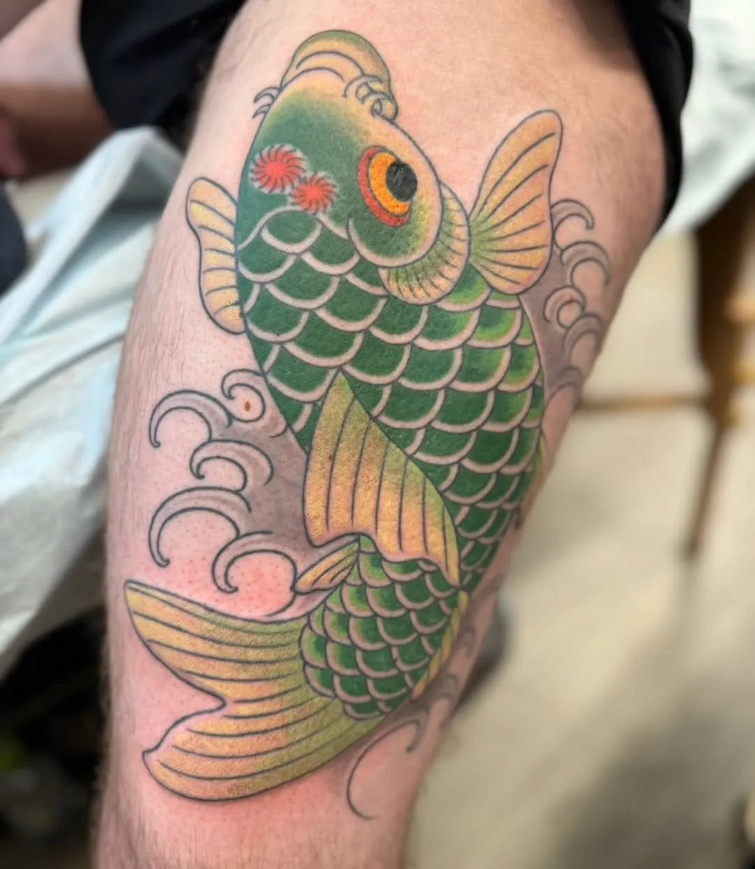 Mini Traditional Japanese Tattoo with a Koi fish