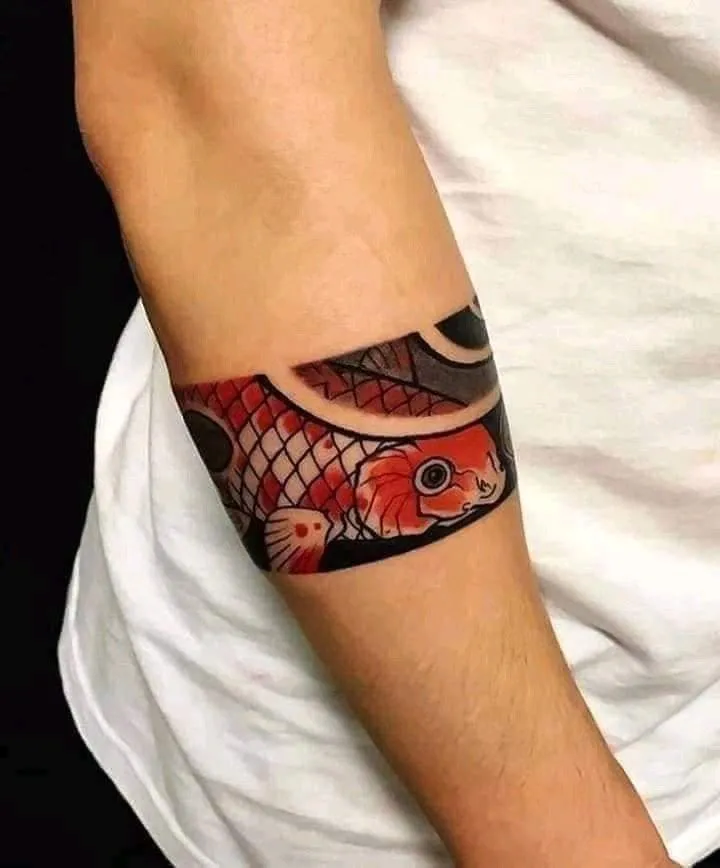 Ancient Japanese bracelet tattoo on forearm