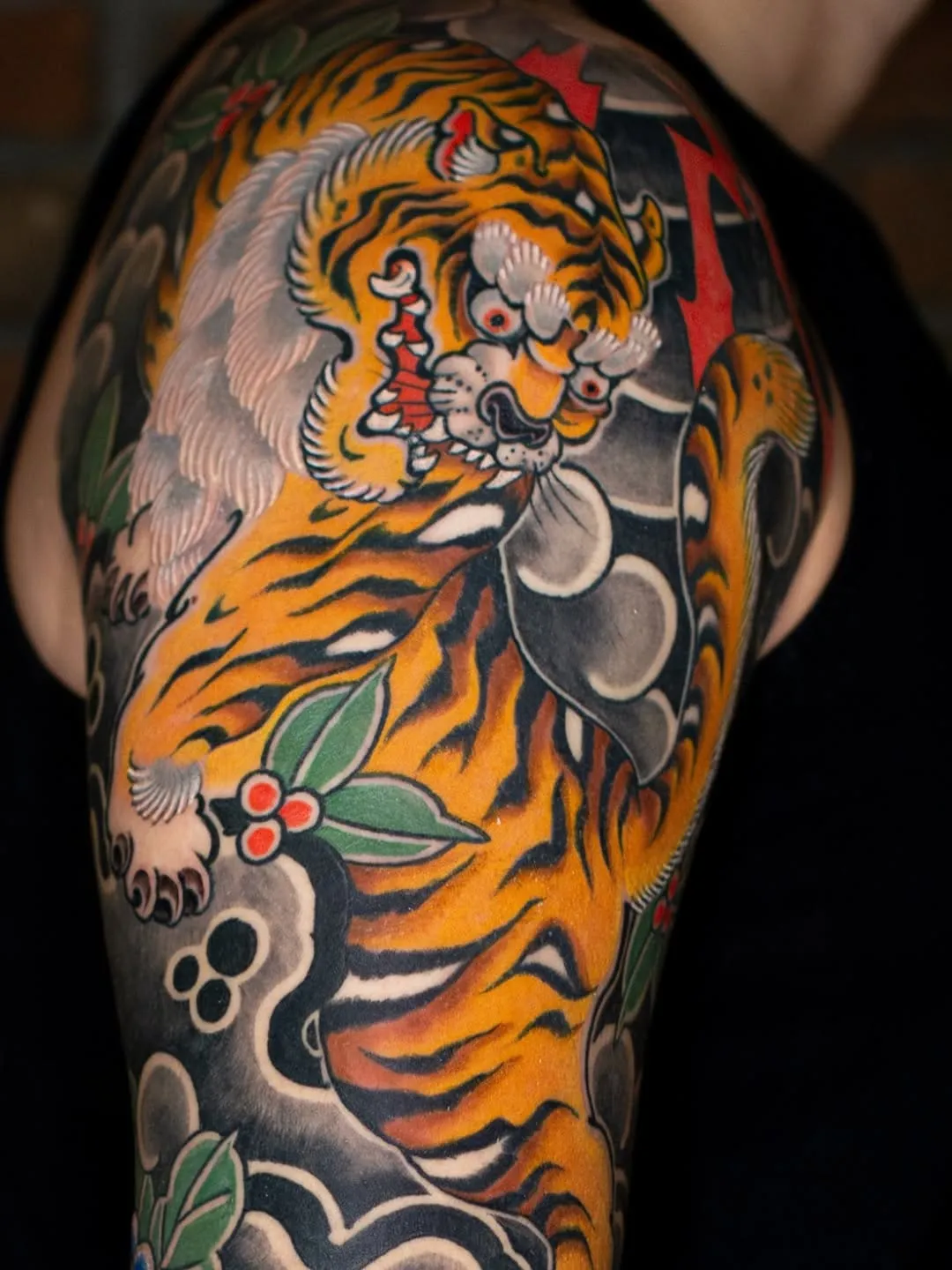 Traditional Japanese tattoo with The Ferocious Tiger