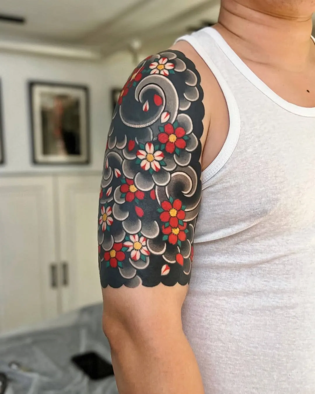 Traditional Japanese tattoo with Cherry Blossoms