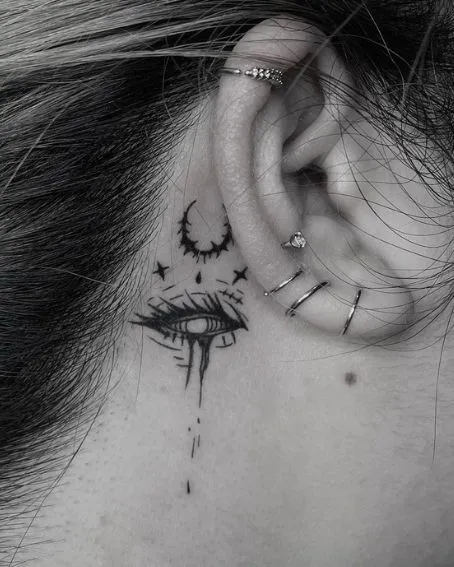 Hidden and delicate, behind-the-ear ink delivers a quick, vibrating sting that is over in a flash&mdash;perfect for a secret, meaningful mark.