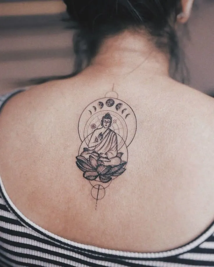 Lotus tattoo with Buddhist symbol