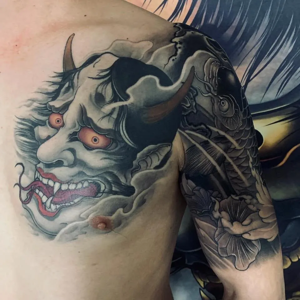 7+ Best Black And White Demon Face Tattoo Designs For 2026