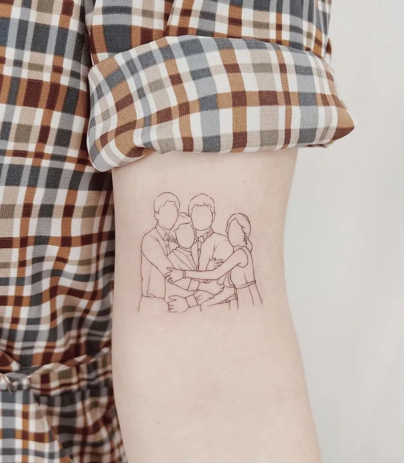 family tattoo of 4 people