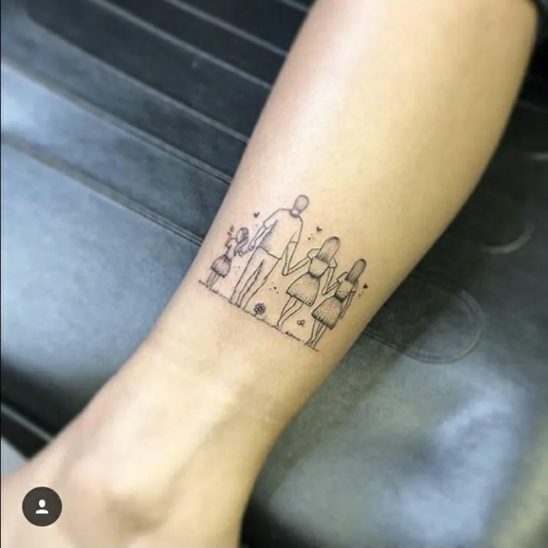 family tattoo of 4 people