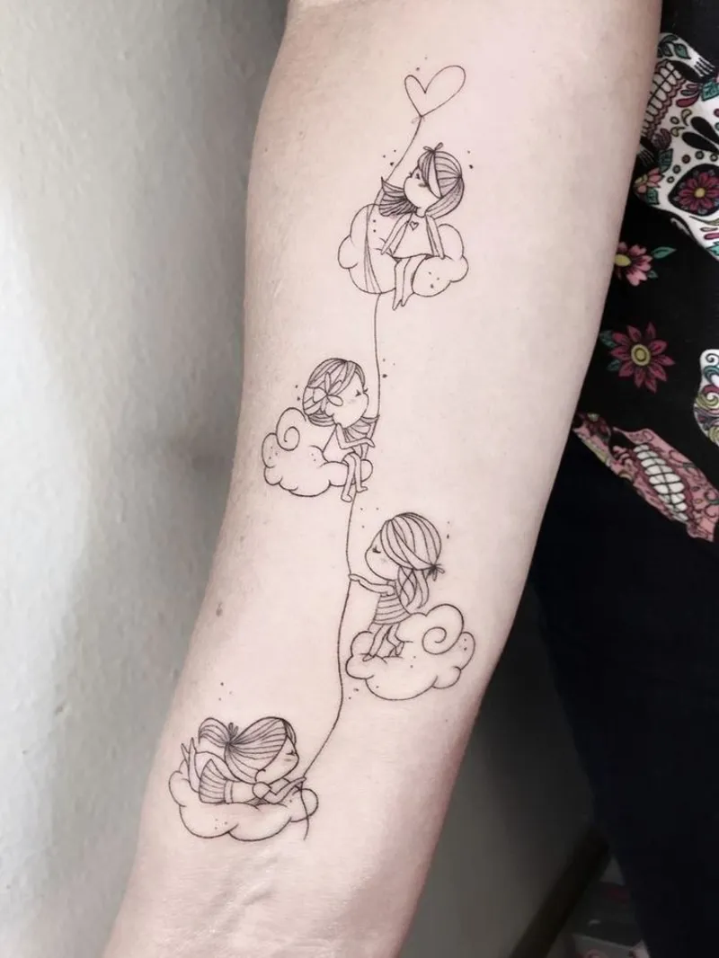 family tattoo of 4 people