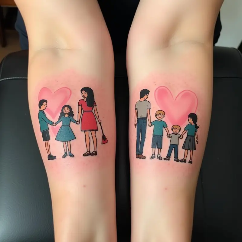 family tattoo of 4 people