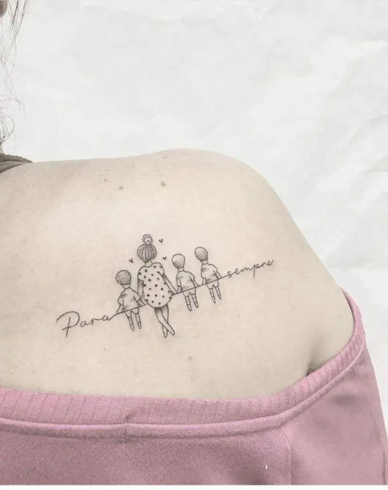 family tattoo of 4 people