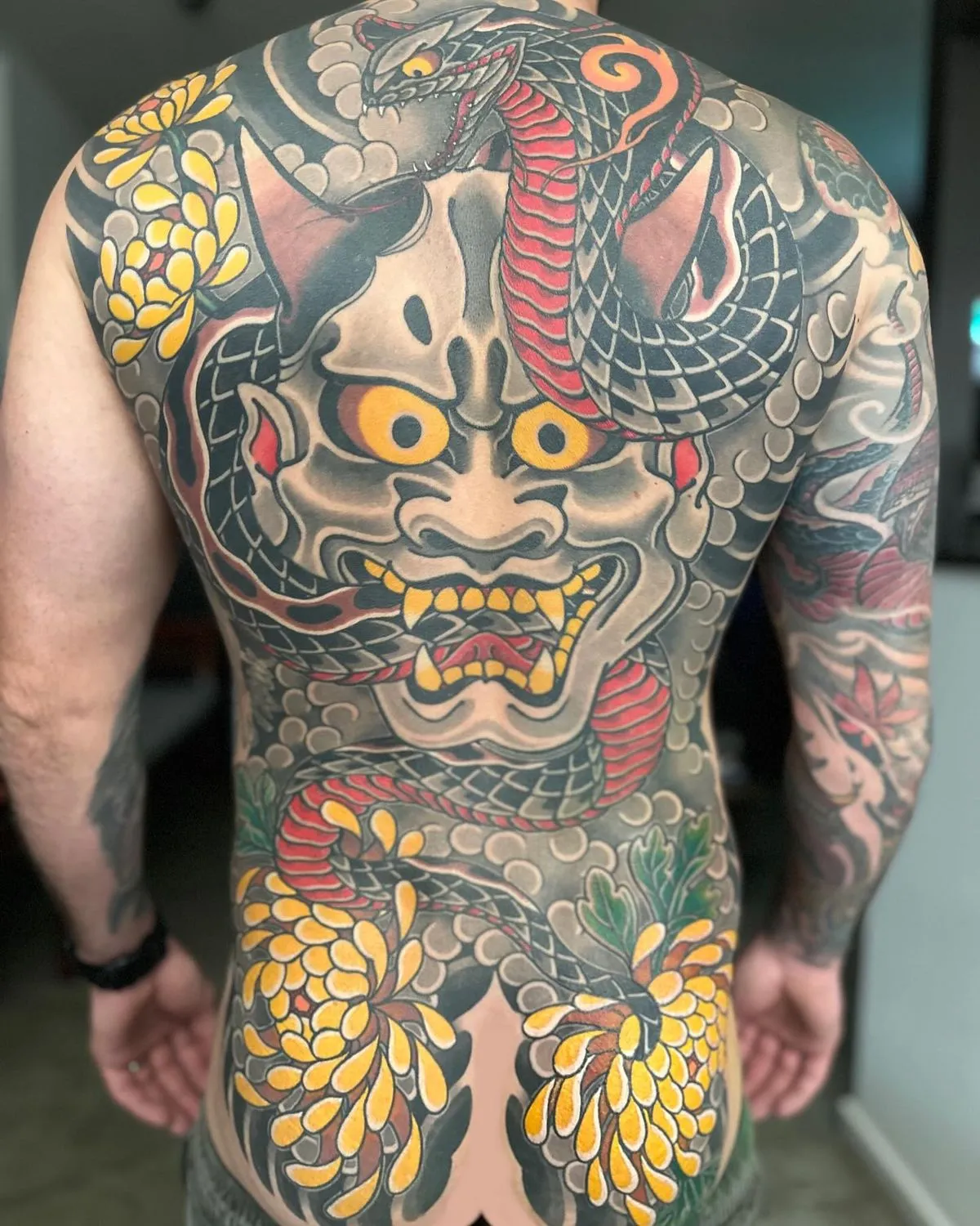 8+ Iconic Combinations for a Full Back Demon Face Tattoo