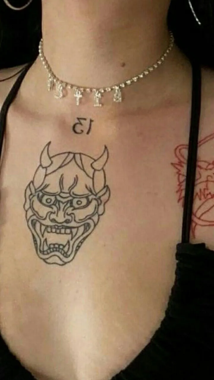 Top 20+ Mini Demon Face Tattoo Designs: Subtle Protective Symbols and Embrace of Feminine Strength