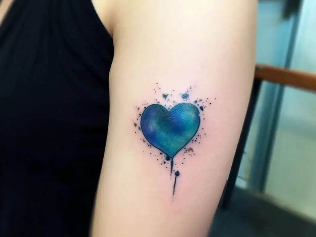 Old school blue heart tattoo
