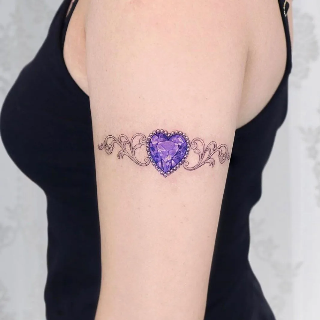 Old school purple heart tattoo
