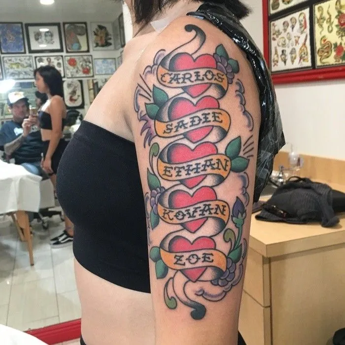 Much hold school heart tattoo