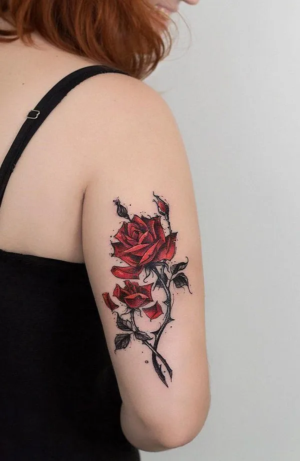 Old school rose tattoo on arm