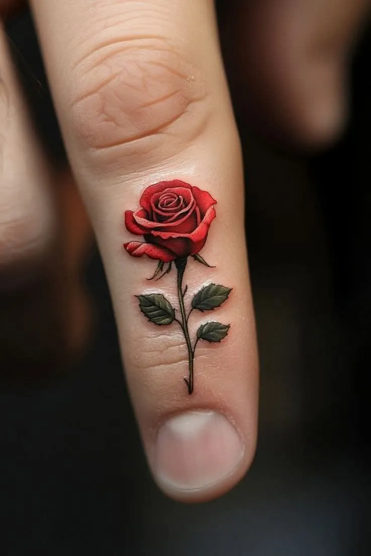 Old school red rose tattoo