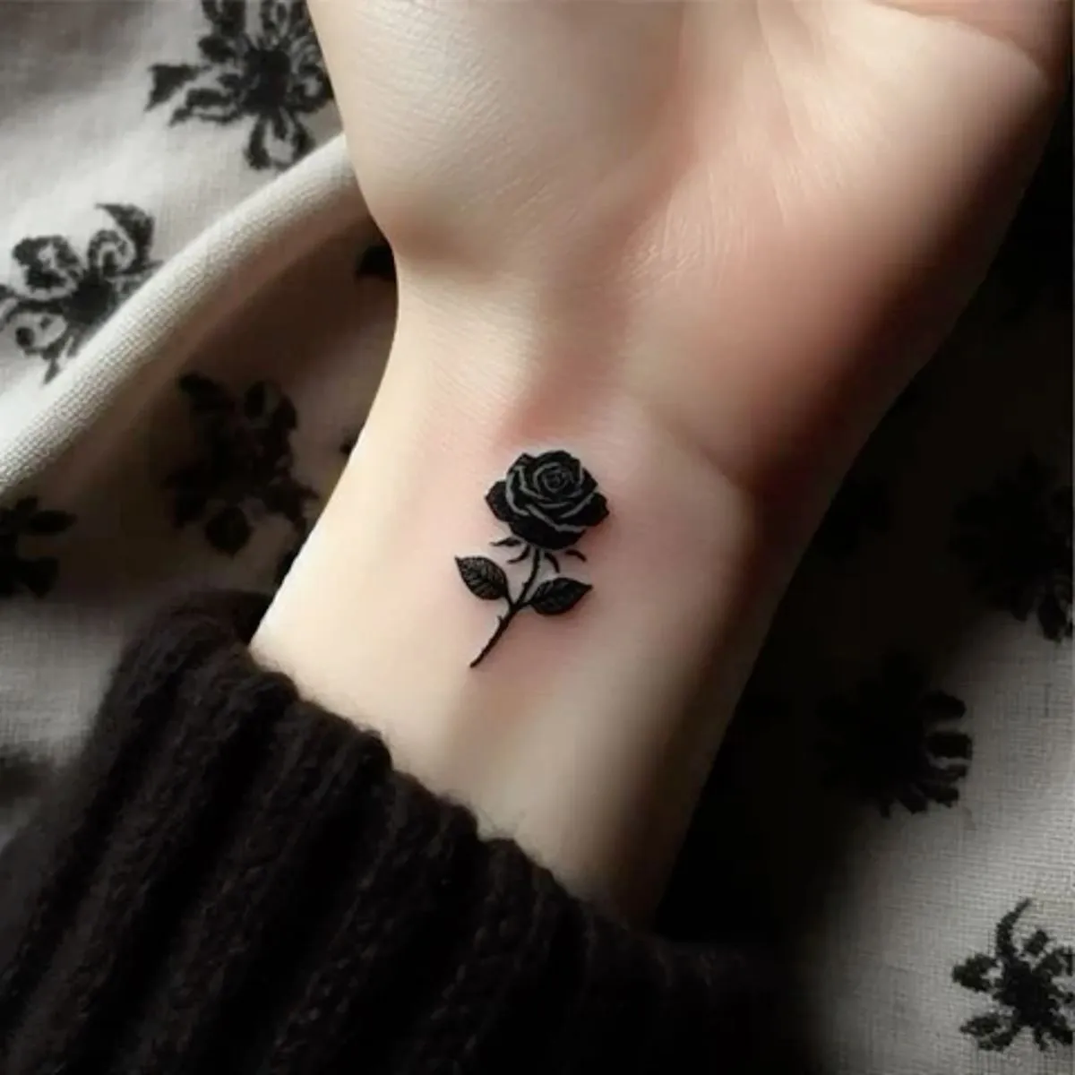 Old school black rose tattoo