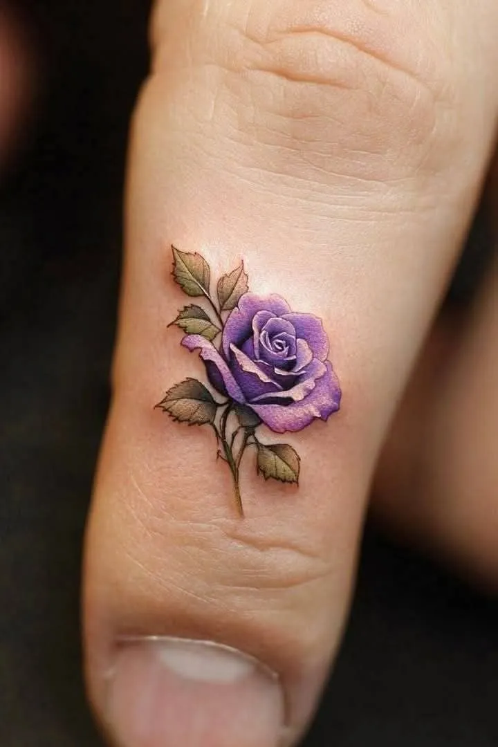 Old school purple rose tattoo