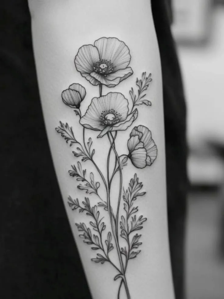 poppy flower tattoo ideas for men