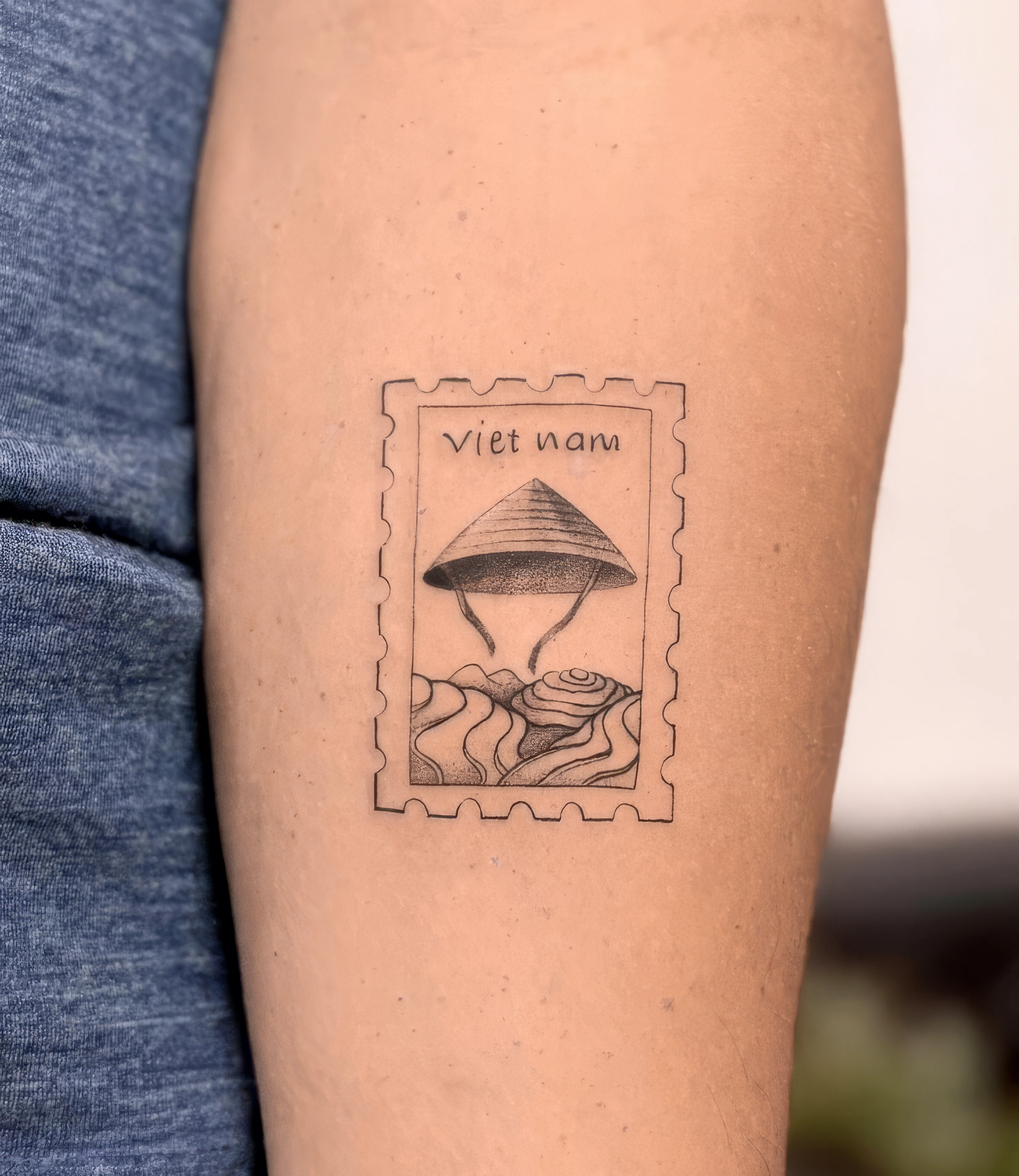 conical hat small vietnamese tattoo
