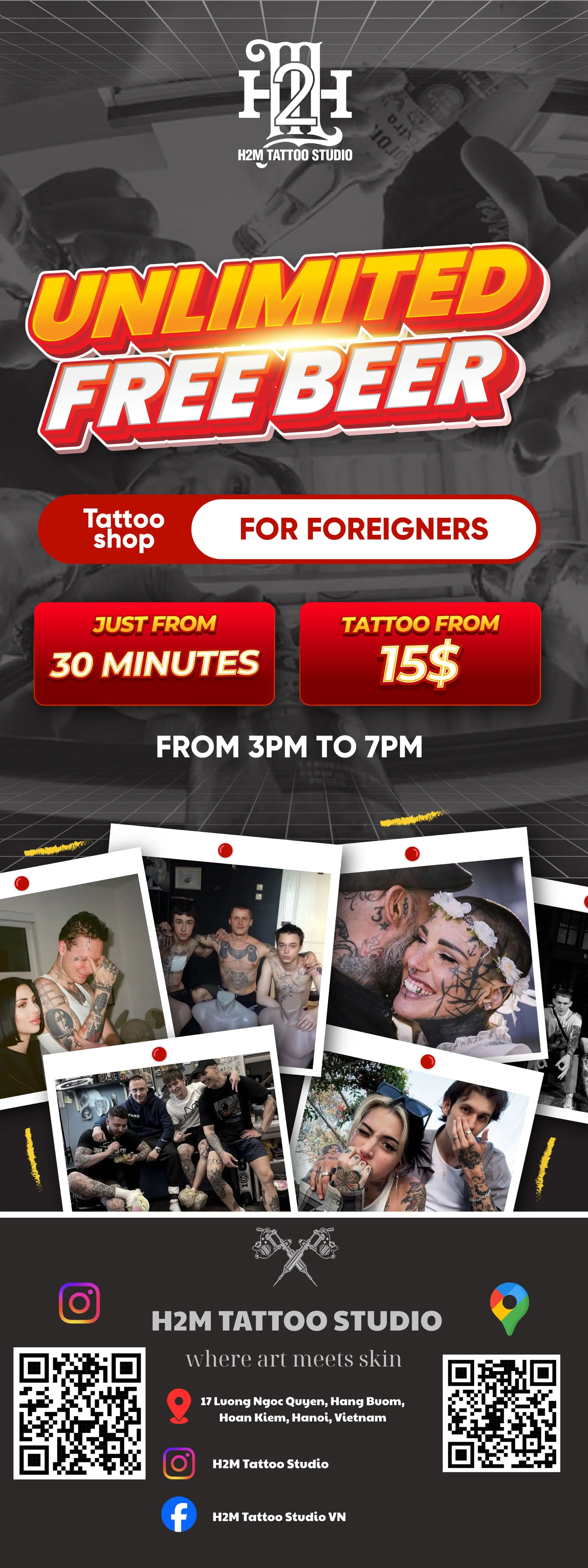 H2M Tattoo: Xăm Hình $15 & Bia MIỄN PHÍ KHÔNG GIỚI HẠN | Phố Cổ Hà Nội