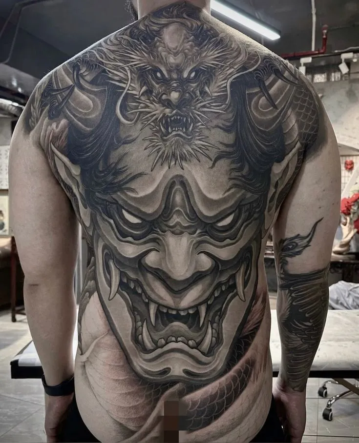 7+ Best Black And White Demon Face Tattoo Designs For 2026