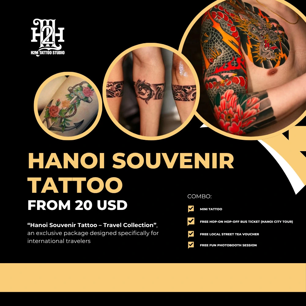 Tủ Hình Xăm Du Lịch $20: Xăm Souvenir & FREE Vé Xe Bus 2 Tầng