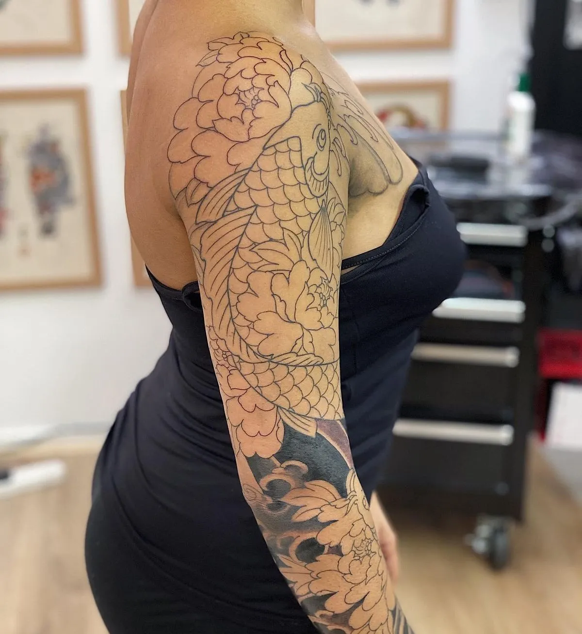 50+ Koi Fish Tattoo Sleeve for Men & Women Full Arm Designs