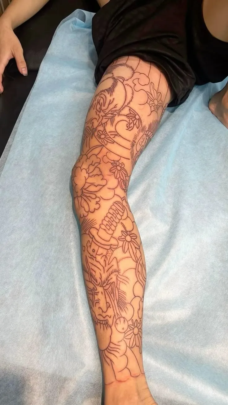 5+ Iconic Style in Leg Japanese Tattoos to Represent Your Strength